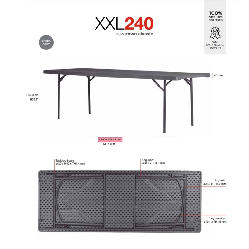 Mesa plegable ZOWN XXL-240